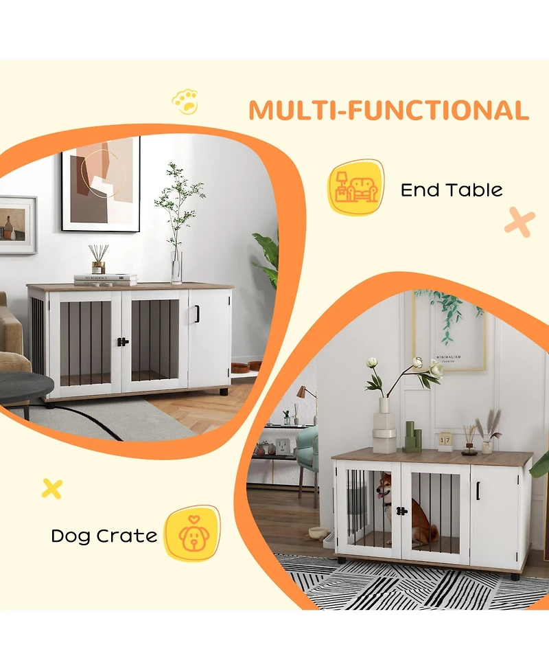 PawHut Dog Crate Furniture, Side or End Table w/ Door for Medium Large Dogs