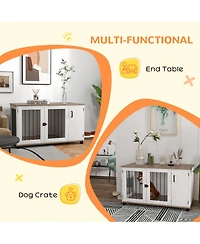 PawHut Dog Crate Furniture, Side or End Table w/ Door for Medium Large Dogs