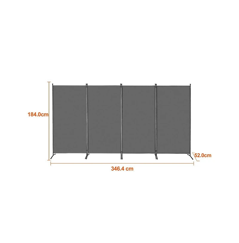 Sugift 4-Panel Fabric Folding Room Divider with Steel Frame, 72.4 in Tall Portable Privacy Screen