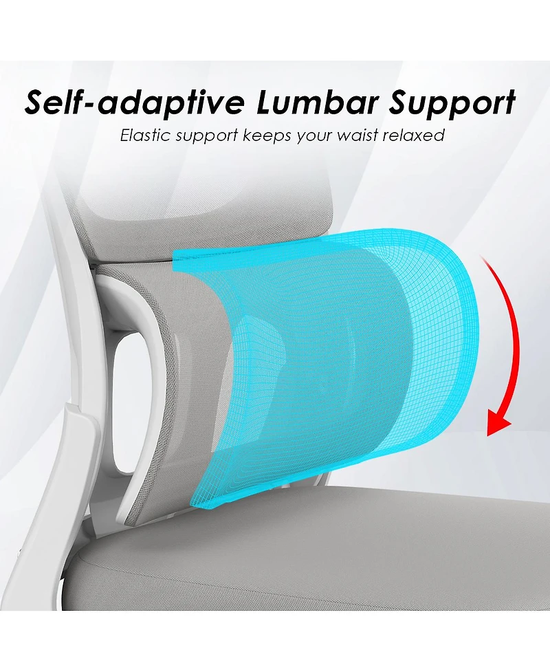 flynama Mesh Ergonomic Office Chair,Flip-Up Armrest Lumbar Support Chair