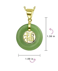 Bling Jewelry Asian Good Fortune Fu Symbol Disc Pendant Necklace in Plated Sterling Silver