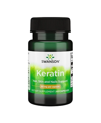 Swanson Keratin From Tibetan Wool, Healthy Joints, Hair, Skin and Nails, Nourishes Connective Tissues, Natural Supplement, 50 mg, 60 Capsules