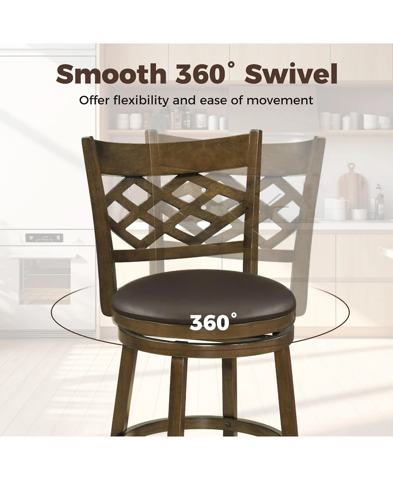 Slickblue Counter Height Bar Stools Set of 2 with Rubber Wood Frame