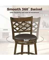 Slickblue Counter Height Bar Stools Set of 2 with Rubber Wood Frame