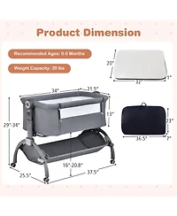 Gouun Baby Convertible 3-in-1 Bassinet with Rocking Base and Double-Lock Wheels