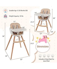 Gouun Baby 6-in-1 Convertible Wooden High Chair with Detachable Legs