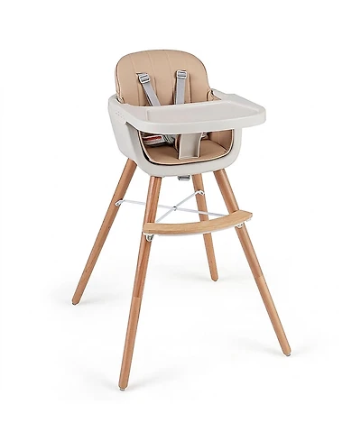 Gouun Baby 6-in-1 Convertible Wooden High Chair with Detachable Legs