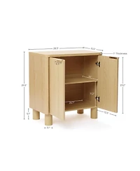 LuxenHome Natural Wood Finish 2-Door Storage Cabinet, Manufactured Wood Organizer for Home and Office