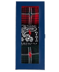 Polo Ralph Lauren Men's Chopped Bandana and Plaid Pattern Socks, 3-Pack