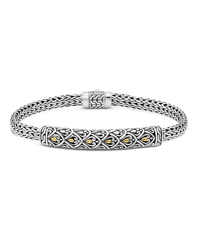 Devata Dragon Skin with Bone Chain Bracelet Sterling Silver and 18K Gold Accents
