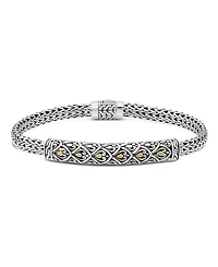 Devata Dragon Skin with Bone Chain Bracelet Sterling Silver and 18K Gold Accents