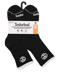 Timberland Men's 6-Pack Tipped High Quarter Logo Sock
