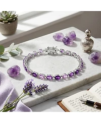 Simona Amethyst Tennis Bracelet in Sterling Silver