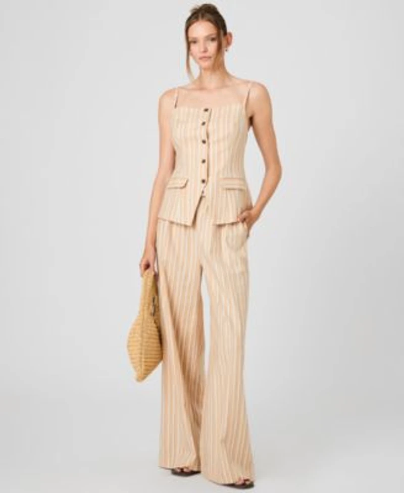 French Connection Womens Sleeveless Tailored Top Striped Drawstring Pants