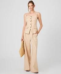 French Connection Womens Sleeveless Tailored Top Striped Drawstring Pants