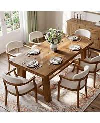 Tribesigns 63-Inch Solid Wood Dining Table, Farmhouse Kitchen Table for 4-6 People, Thick Top and Trestle Base