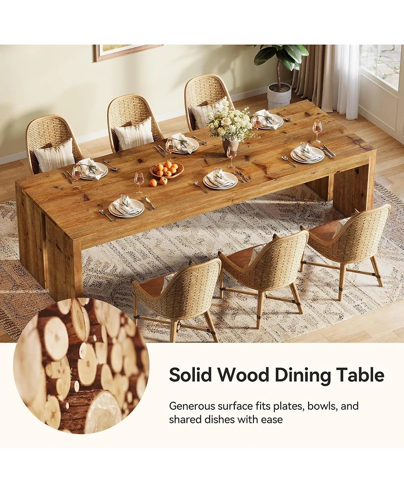 Tribesigns 78.7-Inch Solid Wood Dining Table, Farmhouse Kitchen Table for 6-8 People