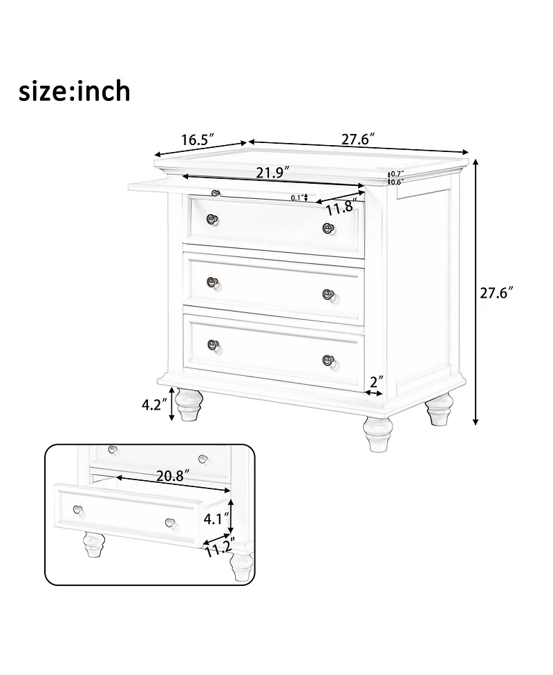 Rainsken Modern Wooden Nightstand