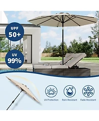 homfan 9ft Outdoor Patio Umbrella, Waterproof and Uv Protected, 8 Durable Ribs, Crank Push Button Tilt, Easy Setup, for Garden, Deck Pool