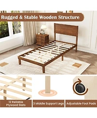 Slickblue Bed Frame with Headboard Sturdy Wooden Slats for Enhanced Mattress Support