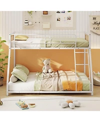 Slickblue Metal Bunk Bed Twin Over Full with Safety Guardrails and Space Saving Ladder Design