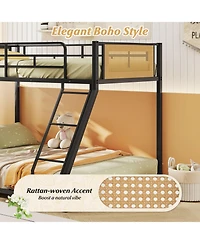 Slickblue Metal Bunk Bed Twin Over Full with Safety Guardrails and Space Saving Ladder Design