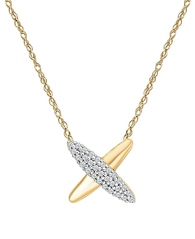 Wrapped Diamond X Shape Necklace (1/10 ct. t.w.) in 10k Yellow Gold