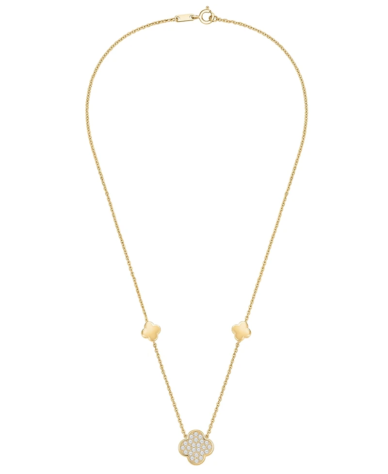 Wrapped Diamond 3-Clover Necklace (1/10 ct. t.w.) in 10k Yellow Gold