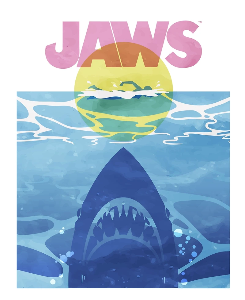 Hybrid Apparel Men's Jaws Summer Graphic Round Neck T-Shirt