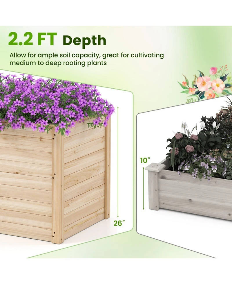 Gouun Elevated Fir Wood Planter Box with Open-Ended Base