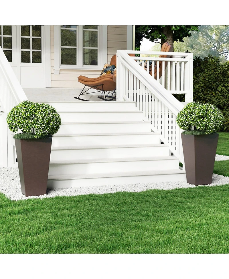 Gouun Self-Watering Square Taper Planters Set of 2 with Removable Inner Bucket