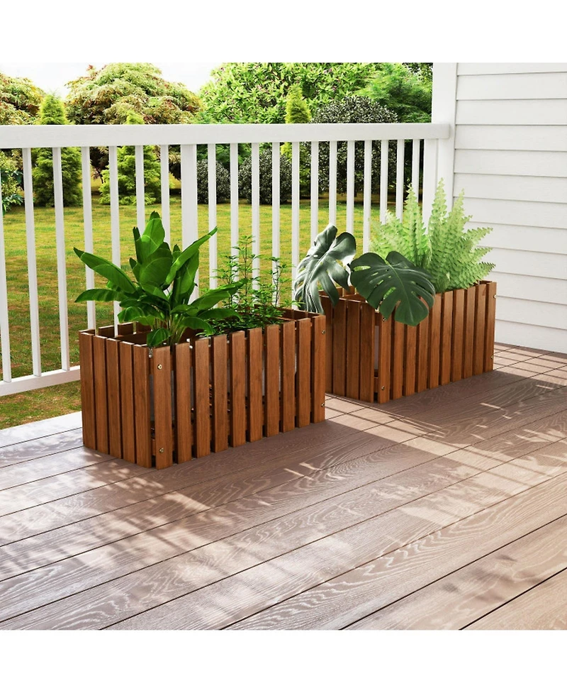 Gouun Solid Wood Raised Garden Bed with Slatted Design