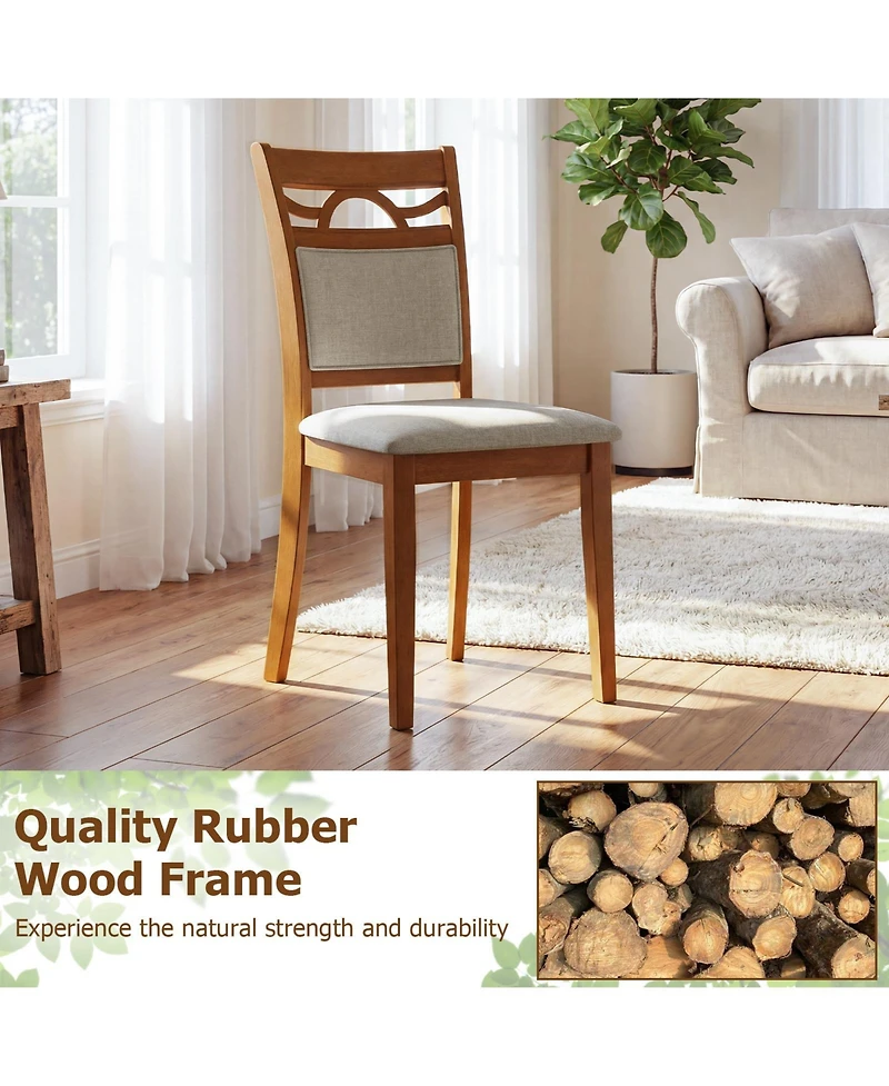 Sugift Dining Chairs Set of 2 Dining Room Chairs with Rubber Wood Frame
