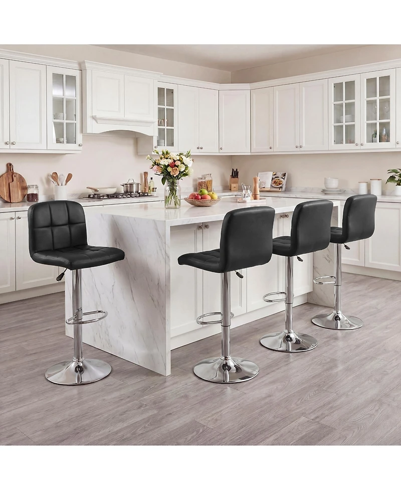 Gymax Swivel Bar Stools Set of 4 with Backrests Footrests and Metal Base for Kitchen