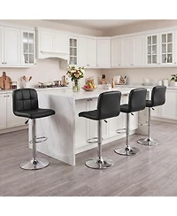 Gymax Swivel Bar Stools Set of 4 with Backrests Footrests and Metal Base for Kitchen