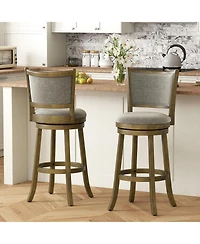 Gymax Swivel Bar Stools Set of 4 30 Inch Bar Height Chairs with Backrests and Wood Frame