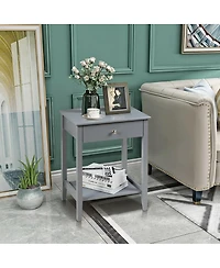 Sugift Wooden Nightstand End Table with Storage and Display