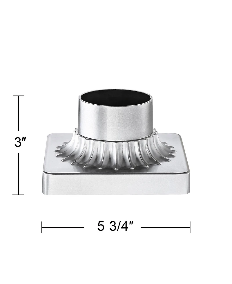 Franklin Iron Works Outdoor Pier Mount Post Adapter Chrome Aluminum Fluted Base 5 3/4" for Post Garden Yard