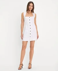 Good American Women's Button Front Square Neck Mini Dress