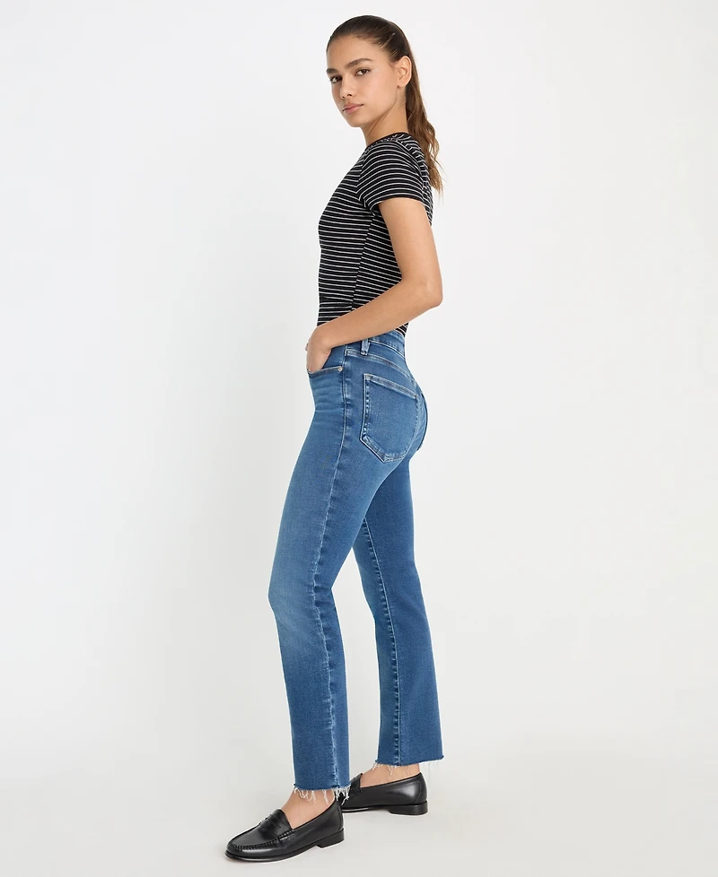 Good American Women's Soft Tech Mid-Rise Straight Jeans