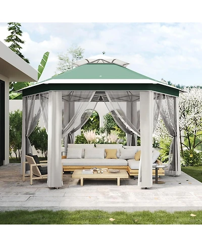 gaomon 13' x 13' Hexagonal Pop Up Gazebo Canopy Shelter for Backyard, Garden, Lawn