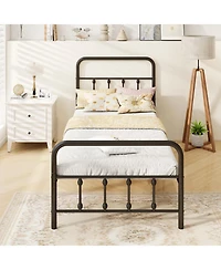 Slickblue Platform Bed Frame with Headboard Storage Space Under Bed for Organization