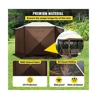 Sugift 10 x 10 ft Pop-Up Camping Gazebo Screen Tent 6 Sided Canopy Shelter for 8 People