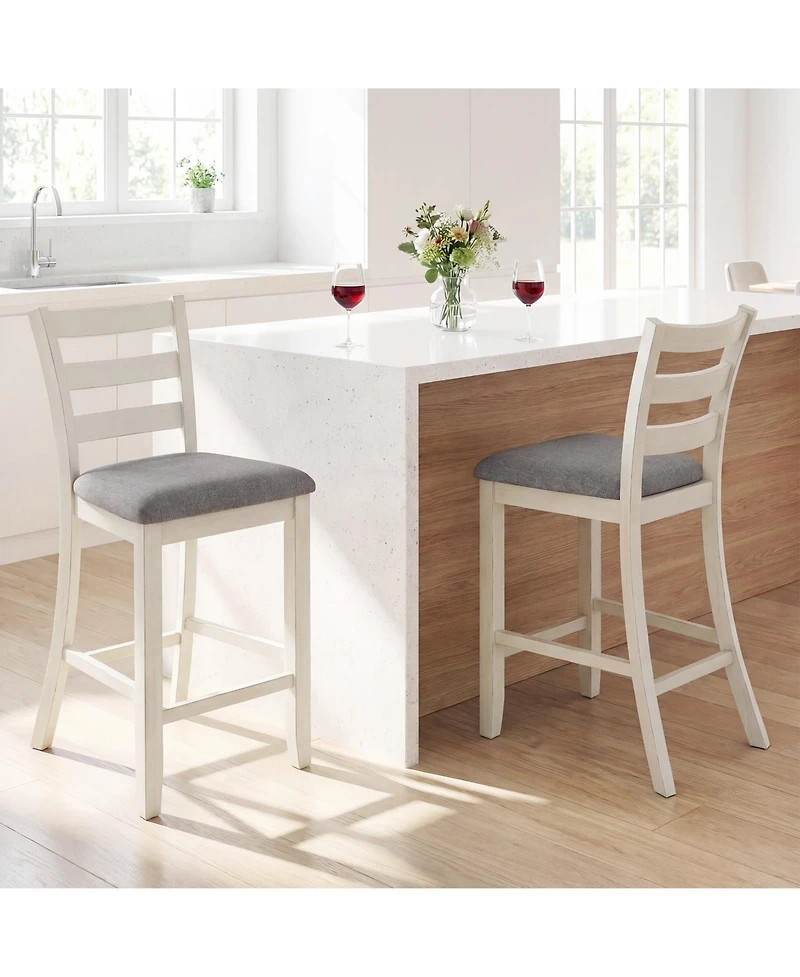 Gymax Bar Stools Set of Upholstered Counter Height Barstools with Padded Seat Footrest