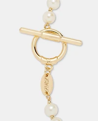 Lauren Ralph Lauren Imitation Pearl Logo Flex Bracelet