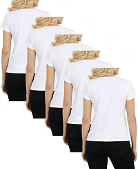 Galaxy By Harvic Women's Relaxed Fit V-Neck Short Sleeve T-Shirt-5 Pack