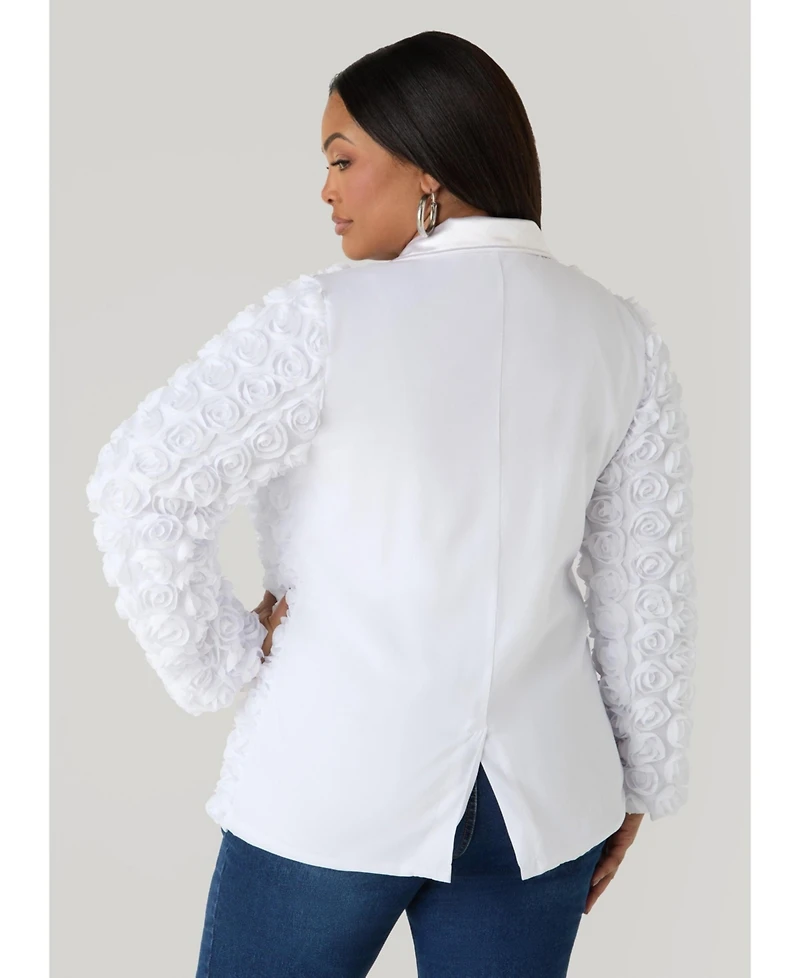 Ashley Stewart Women's Satin Paneled Rosette Blazer