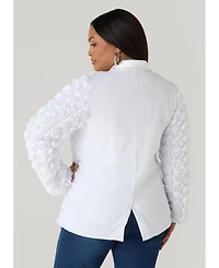 Ashley Stewart Women's Satin Paneled Rosette Blazer