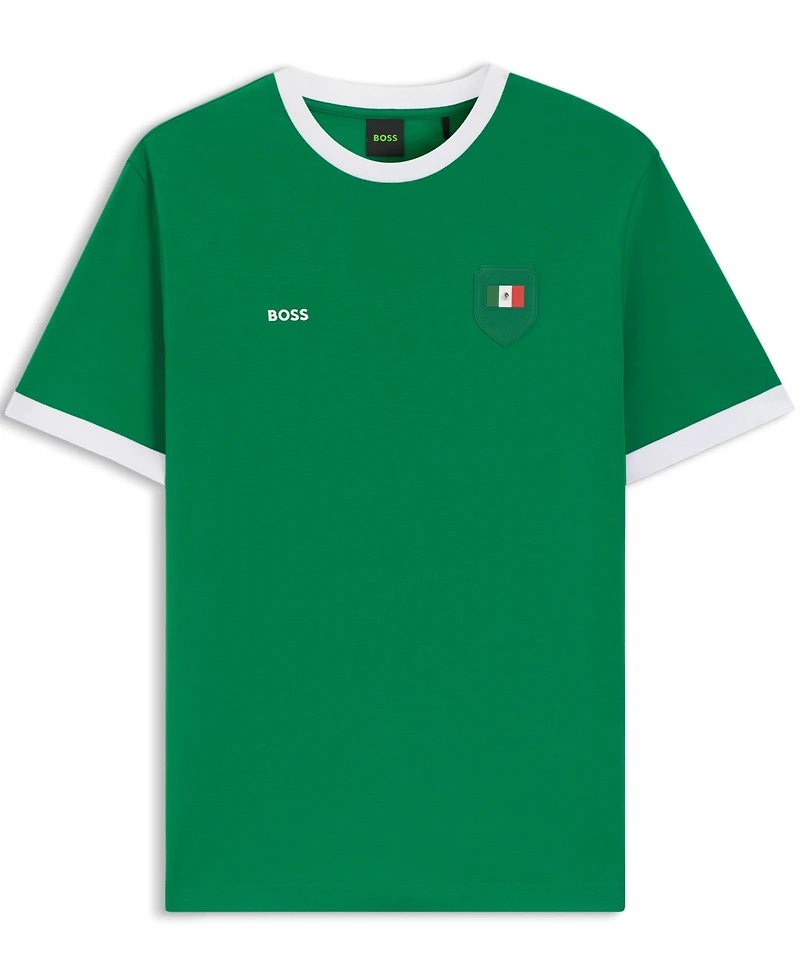 Boss by Hugo Men's Stretch-Cotton Mexico Country Flag Logo T-Shirt