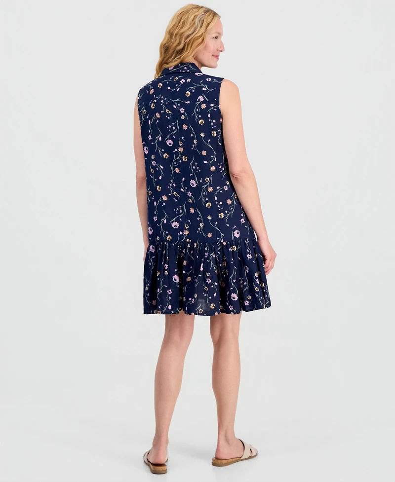 Style & Co Women's Printed Cotton Sleeveless Shirtdress, Macy's Exclusive